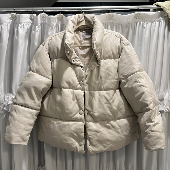 ASOS Leather Puffer Coat - Picture 1 of 2